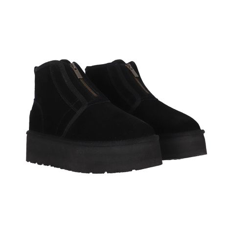 Bota Mujer Bamers Blast Zip Cuero  Negro-4