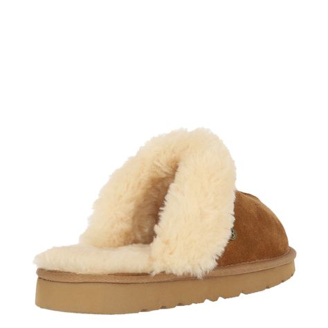 Pantufla Bamers Slipper Fur Leather Mujer Caramelo-2
