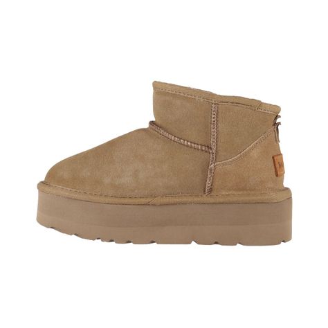 Botas Mujer Bamers Blast Mini Plataforma Cuero Taupe-1