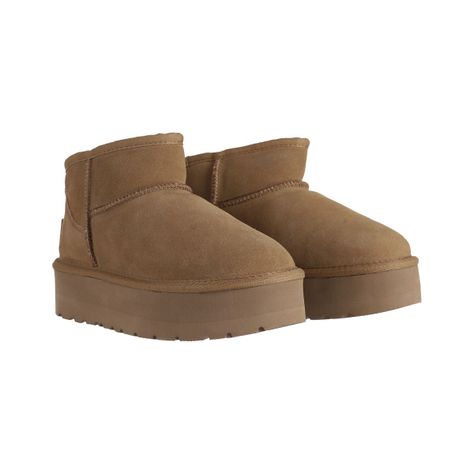 Botas Mujer Bamers Blast Mini Plataforma Cuero Taupe-4