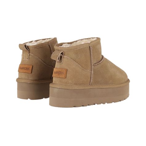 Botas Mujer Bamers Blast Mini Plataforma Cuero Taupe-5