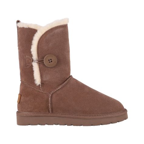 Botas Mujer Bamers Blast Button Cuero Marrón-0