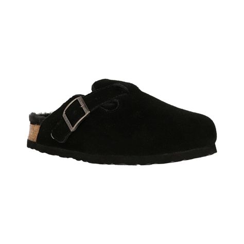 Pantufla Mujer  Bamers Classic Fur Cuero Negro-1