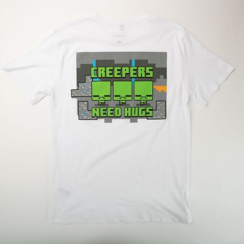 Polera Hombre  Minecraft  Creepers Blanco-2