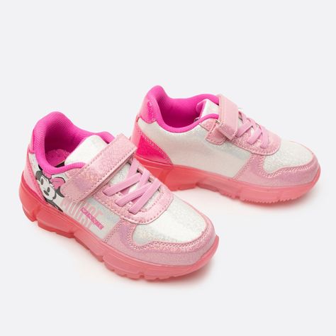 Zapatilla Con Luces Niña Cara Minnie Rosado Disney-1