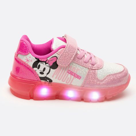 Zapatilla Con Luces Niña Cara Minnie Rosado Disney-0