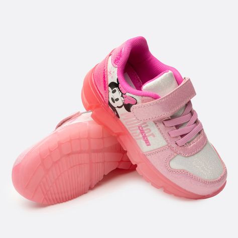 Zapatilla Con Luces Niña Cara Minnie Rosado Disney-2