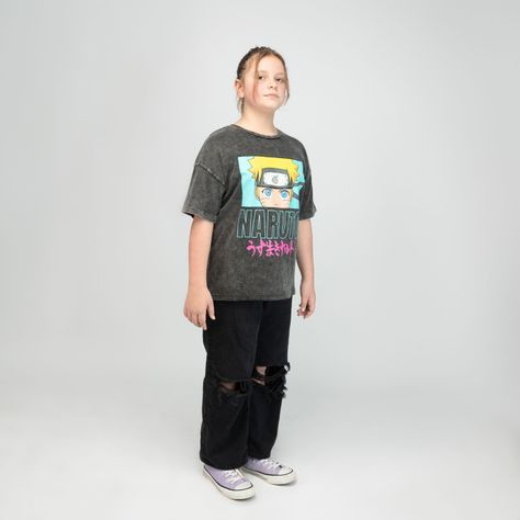 Polera Niña Naruto Nombre Gris Naruto-1