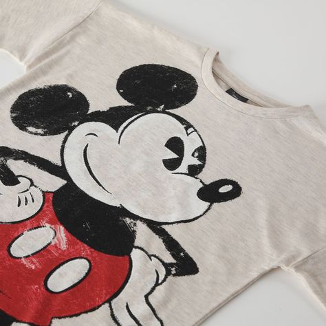 Polera Manga Larga Niña Mickey Dibujo Gris Disney-1