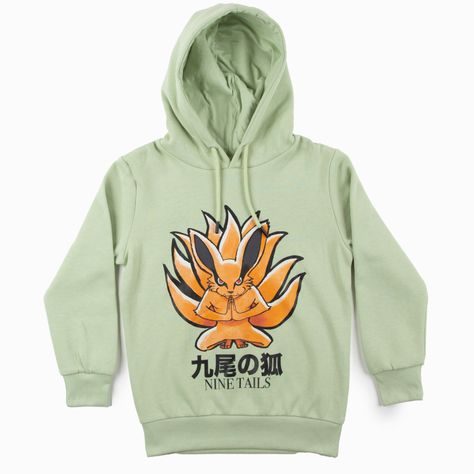 Poleron Gorro Niño Nine Tails Verde Naruto-2