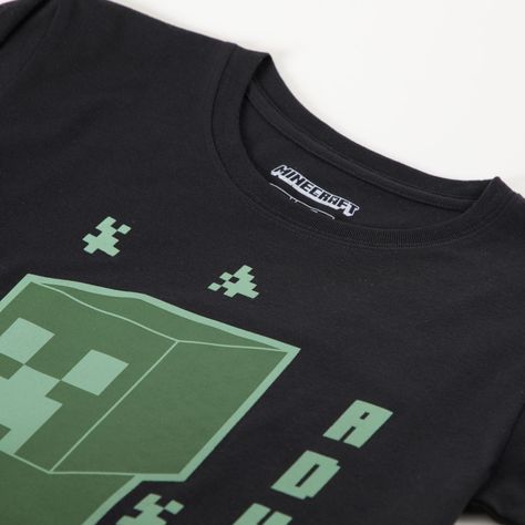 Polera Manga Corta Niño Lineal Negro Minecraft-2