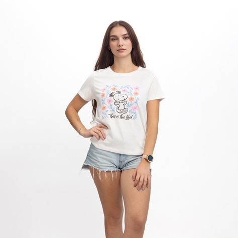 Polera Mujer This Is Life Beige Snoopy-0
