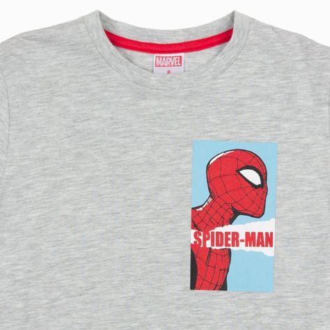Polera Manga Larga Niño Caras Spiderman Gris Marvel-4