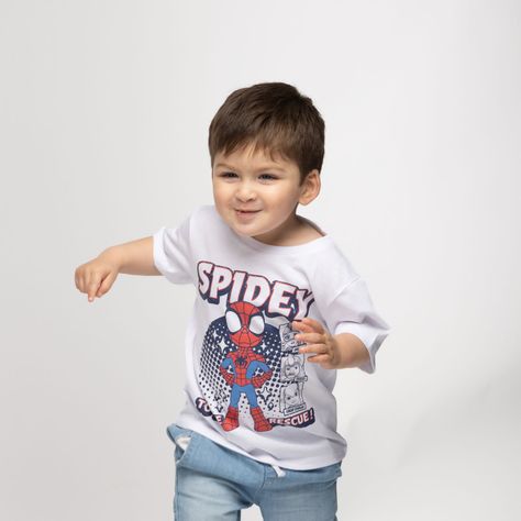 Polera Niño Ciudad Spidey Blanco Marvel-0