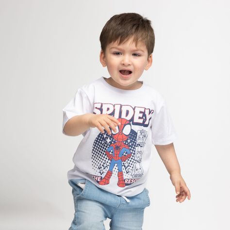 Polera Niño Ciudad Spidey Blanco Marvel-1