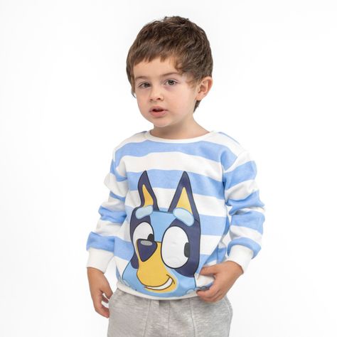 Poleron Cerrado Niño Rayas Celeste Bluey-0