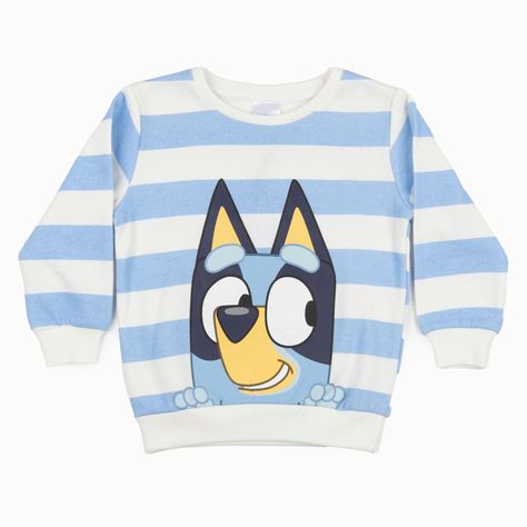 Poleron Cerrado Niño Rayas Celeste Bluey-2