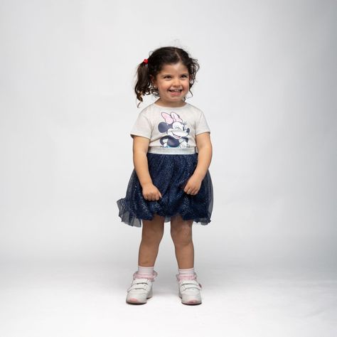 Vestido Niña Minnie Bicolor Gris Disney-0