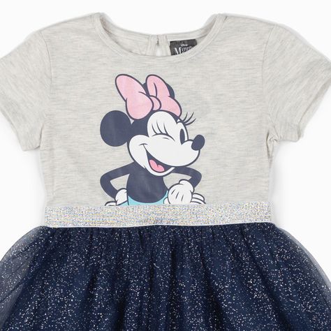 Vestido Niña Minnie Bicolor Gris Disney-4