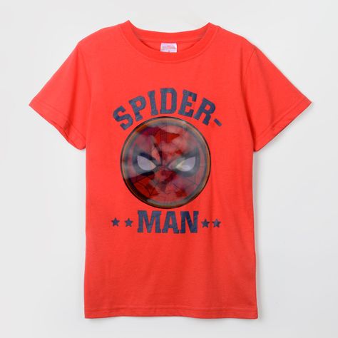 Polera Manga Corta Niño Holograma Spiderman Rojo Marvel-0