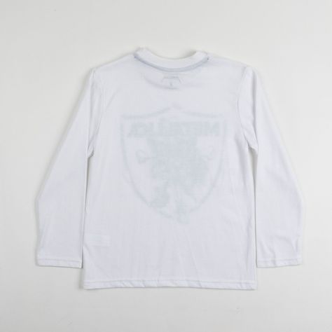 Polera Manga Larga Niño Calavera Blanco Metallica-1