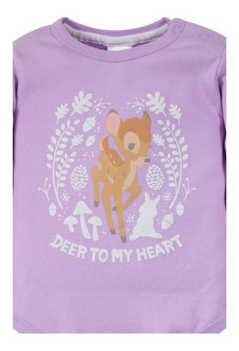 Pack Body + Babero Bebe Bambi Deer Lila Disney-1