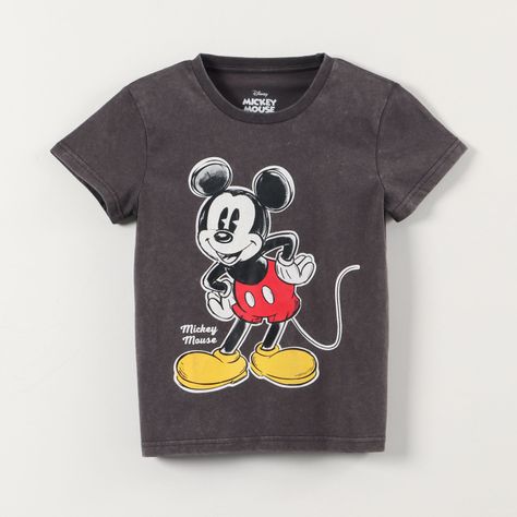 Polera Manga Corta Mujer Mickey Gris Disney-0