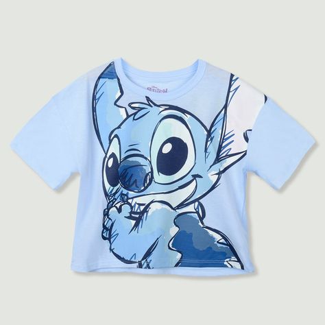 Polera Manga Corta Niña Lilo y Stitch Celeste Disney-0