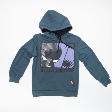 Poleron Niño Black Panther Vintage Gris Marvel-2
