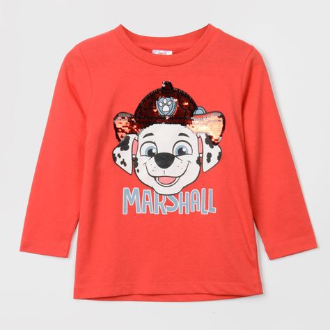 Polera Manga Larga Lentejuela Niño Marshall Rojo Paw Patrol-0