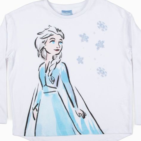 Polera Manga Larga Niña Elsa Frozen Blanco Disney-2