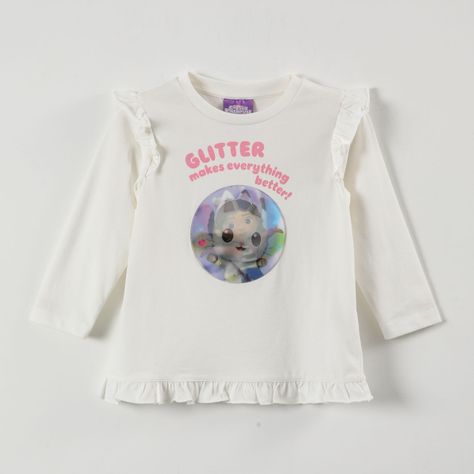 Polera Manga Larga Niña Glitter Makes Beige Gabby Doll House-0