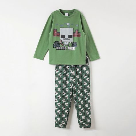 Conjunto Pijama Buzo Niño Dosge This! Verde Minecraft-0