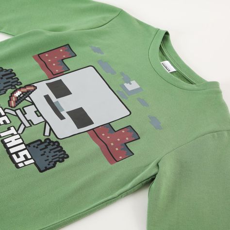 Conjunto Pijama Buzo Niño Dosge This! Verde Minecraft-1