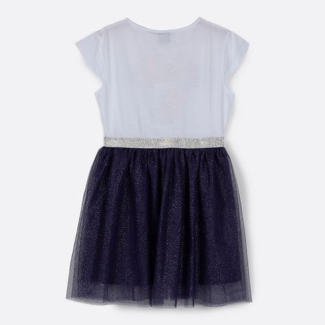 Vestido Niña Cara Minnie Brillos Blanco Disney-1