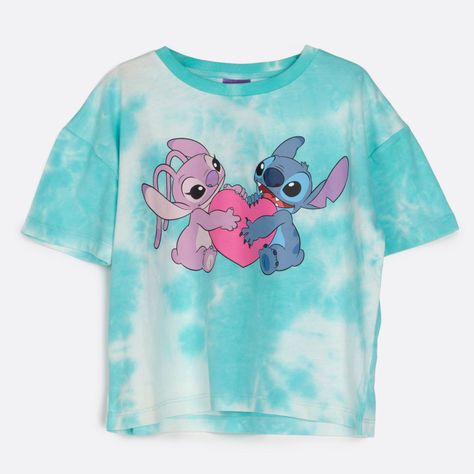 Polera Manga Corta Niña Tie Dye Lilo & Stitch Celeste Disney-0