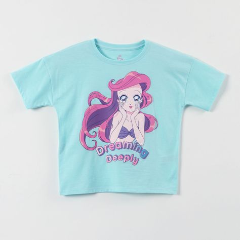 Polera Manga Corta Niña Ariel Princesas Verde Disney-0
