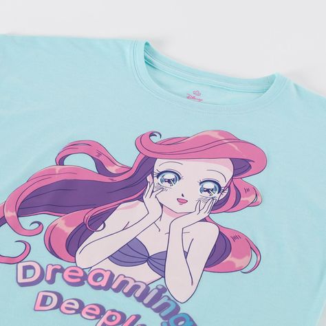 Polera Manga Corta Niña Ariel Princesas Verde Disney-1