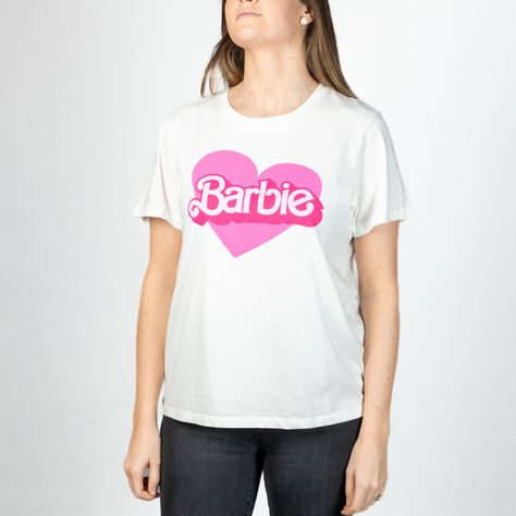 Polera Mujer Barbie Corazon Rosado Blanco Barbie-1