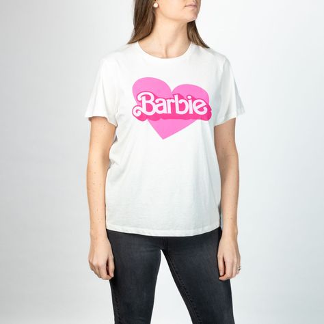 Polera Mujer Barbie Corazon Rosado Blanco Barbie-0