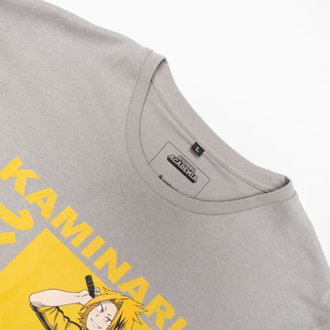 Polera Hombre  My Hero Academia  Kaminari Gris-1