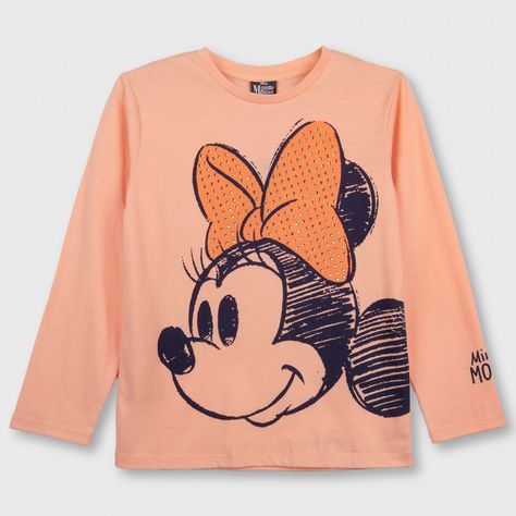 Polera Manga Larga Niña Cara Minnie Damasco Disney-0