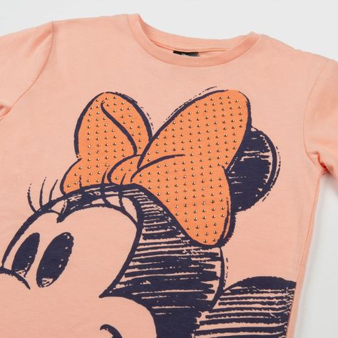 Polera Manga Larga Niña Cara Minnie Damasco Disney-2