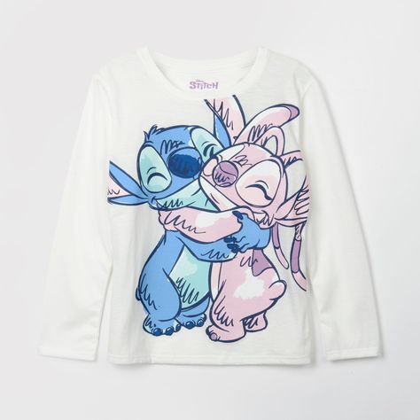 Polera Manga Larga Niña Angel Lilo y Stitch Blanco Disney-0