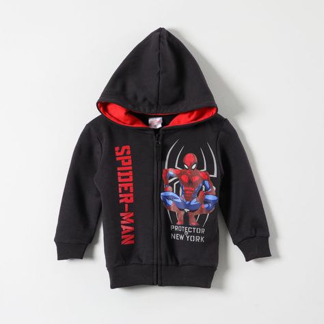 Poleron Niño Protector New y Spiderman Negro Marvel-0