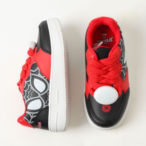Zapatilla Niño Luces En Cordones Spiderman Red Negro Marvel-2
