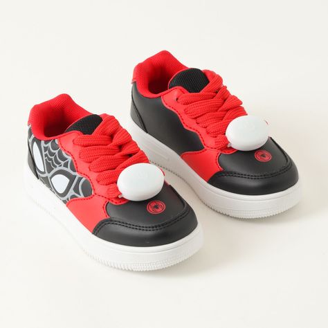 Zapatilla Niño Luces En Cordones Spiderman Red Negro Marvel-1