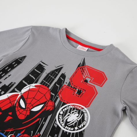Polera Manga Larga Niño Spiderman Protector Of Gris Marvel-1