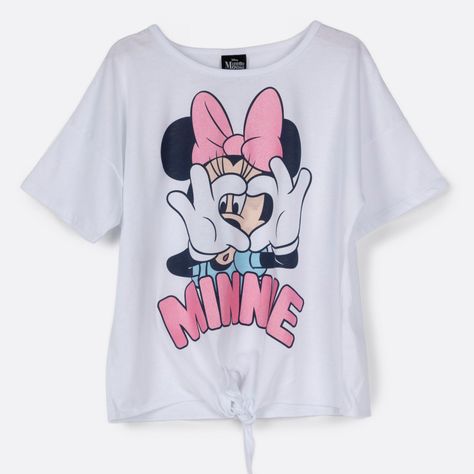 Polera Manga Corta Niña Corazon Minnie Blanco Disney-0
