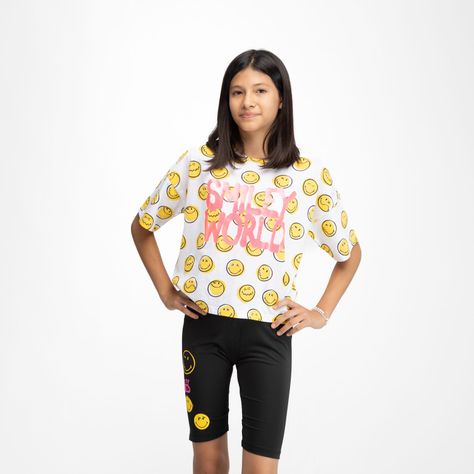 Calza Niña Emoji Smiley Negro SmileyWorld ®-0